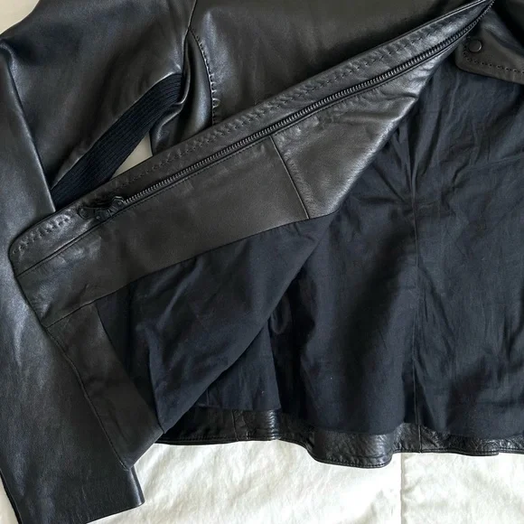 VINCE WOMEN’S LEATHER MOTO JACKET Asymmetrical Zip Fitted Size/M~ Orig. $1195 - Picture 8 of 13